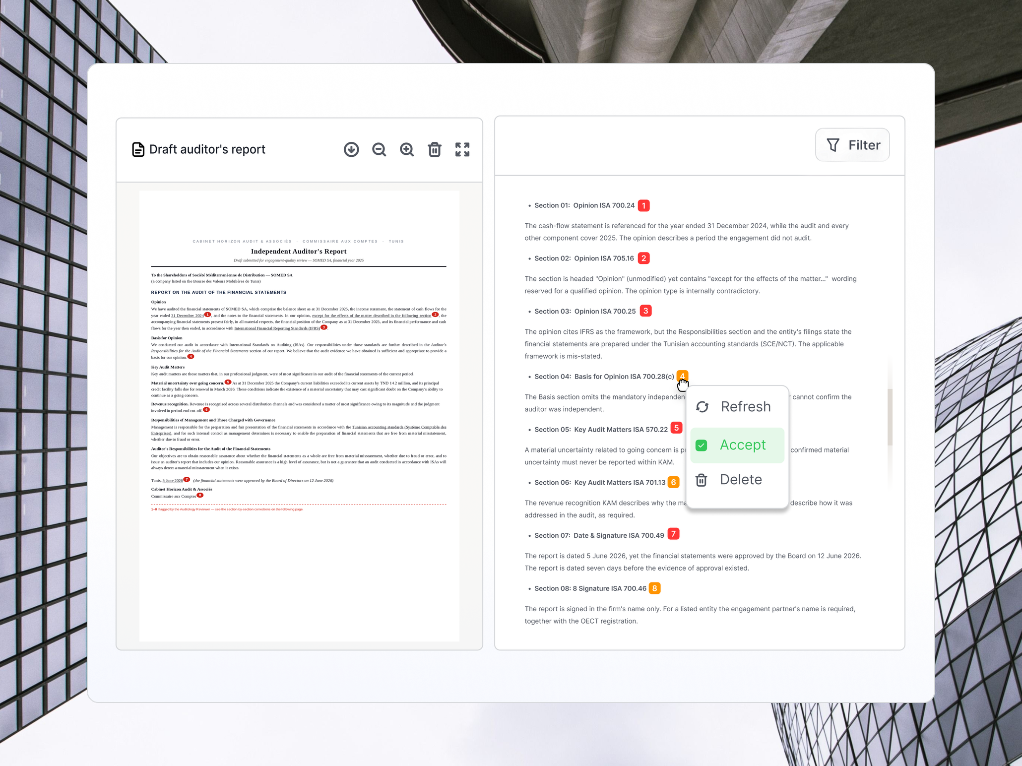 The Reviewer module interface